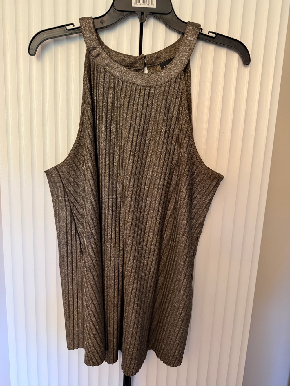 Torrid Gold Pleated Metallic Knit High Neck Sleeveless Tank Size 0
